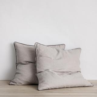 Piped Linen Euro Pillowcase, Set of 2