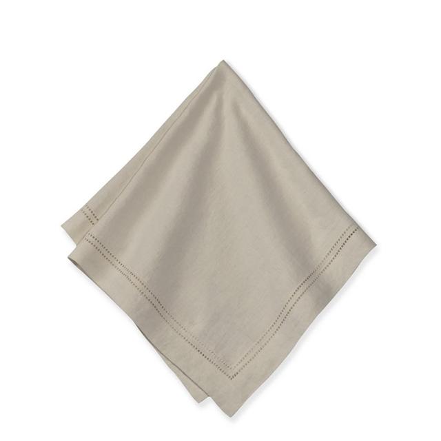 Linen Double Hemstitch Napkins, Set of 4, Flax