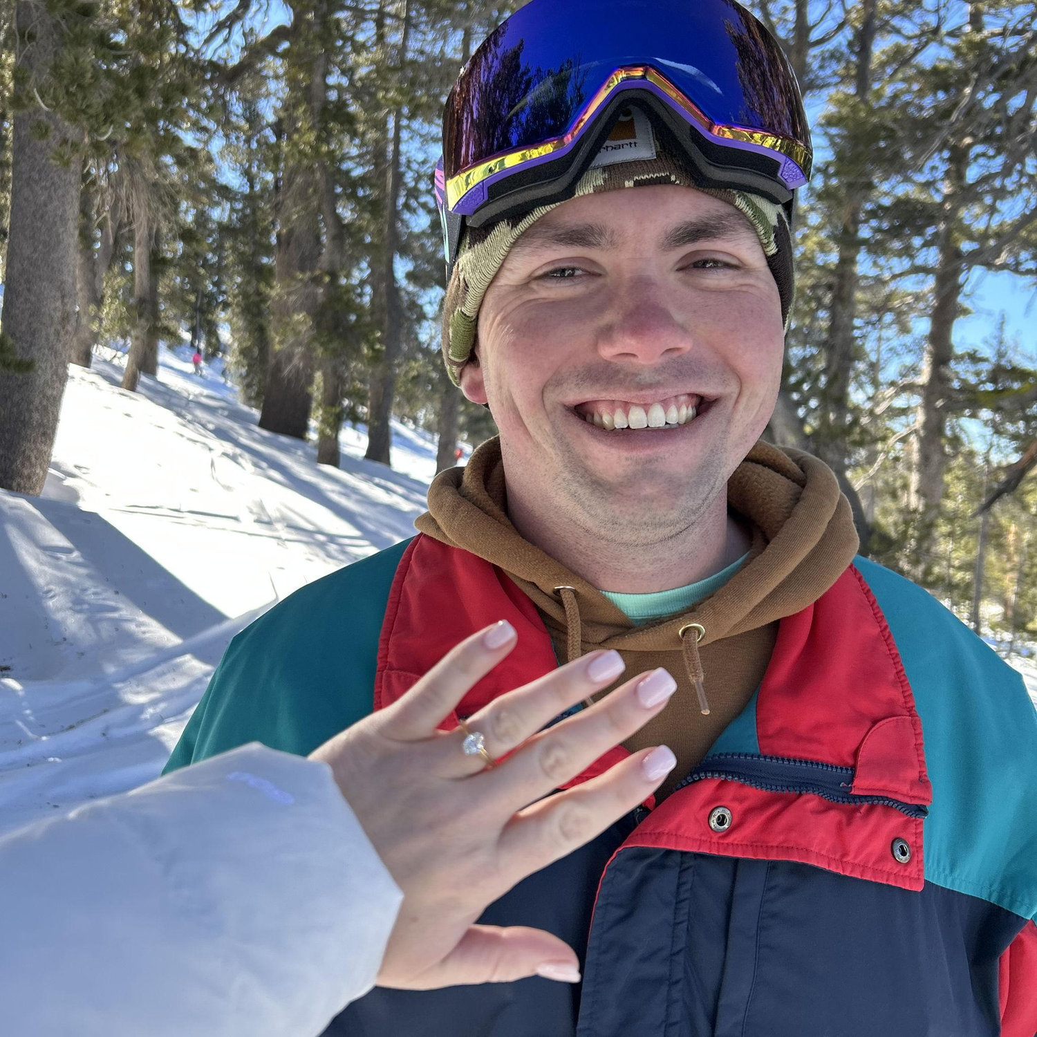 Right after Thomas proposed while we were skiing in Lake Tahoe, CA