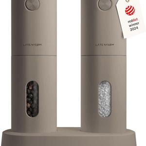 LARS NYSØM Electric Salt and Pepper Grinder Set (Taupe Brown)