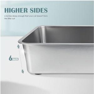 Stainless Steel Litter Box | 17.5"L x 13.5"W | 6" Deep