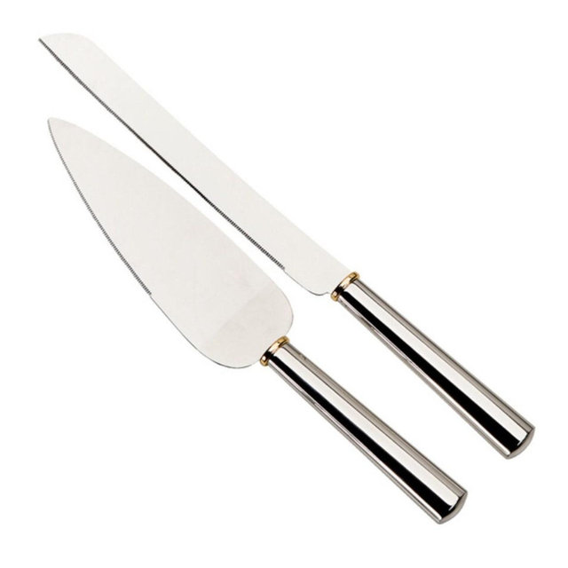 Gold Ring Cake Knife & Server Set Wedding Anniversary Birthday Serving Set Personalized Free bridal shower