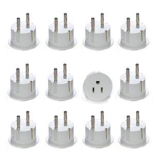 OREI American USA To European Schuko Germany Plug Adapters CE Certified Heavy Duty - 12 Pack