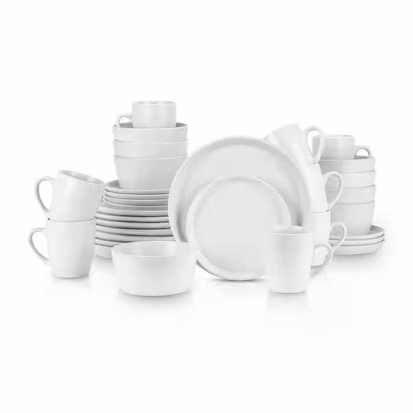 STONE LAIN Stone Lain Albie 32-Piece White Dinnerware Set Stoneware (Service for Set for 8) BLB027102