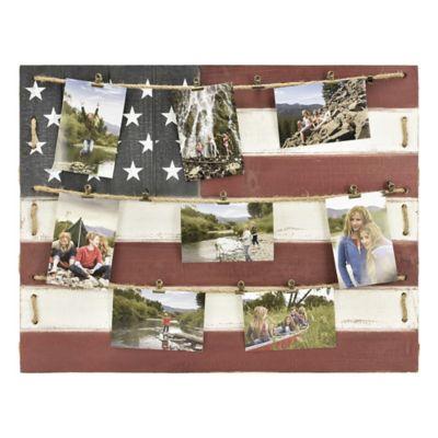 American Flag 18.75-Inch x 34-Inch 15-Photo Collage Clip Picture Frame
