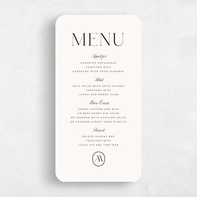 Beige Rounded Wedding Menu - Conrad