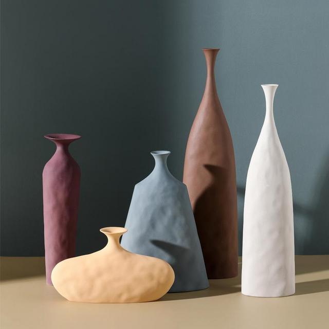 Morandi Color Ceramic Vase IG Style Creative Shape Vase Table Accessories Home Decoration