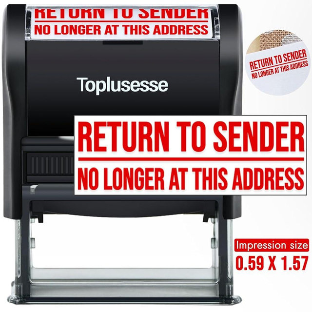 Toplusesse Return to Sender No Longer at This Address Stamp Self Inking Return Address Stamp Clear & Crisp Impressions- Red Ink