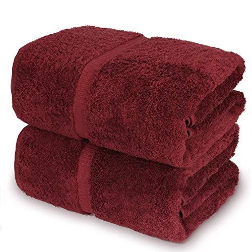 Towel Bazaar 100% Turkish Cotton Bath Sheets, 700 GSM, 35 x 70 Inch, Eco-Friendly (2 Pack, Cranberry)