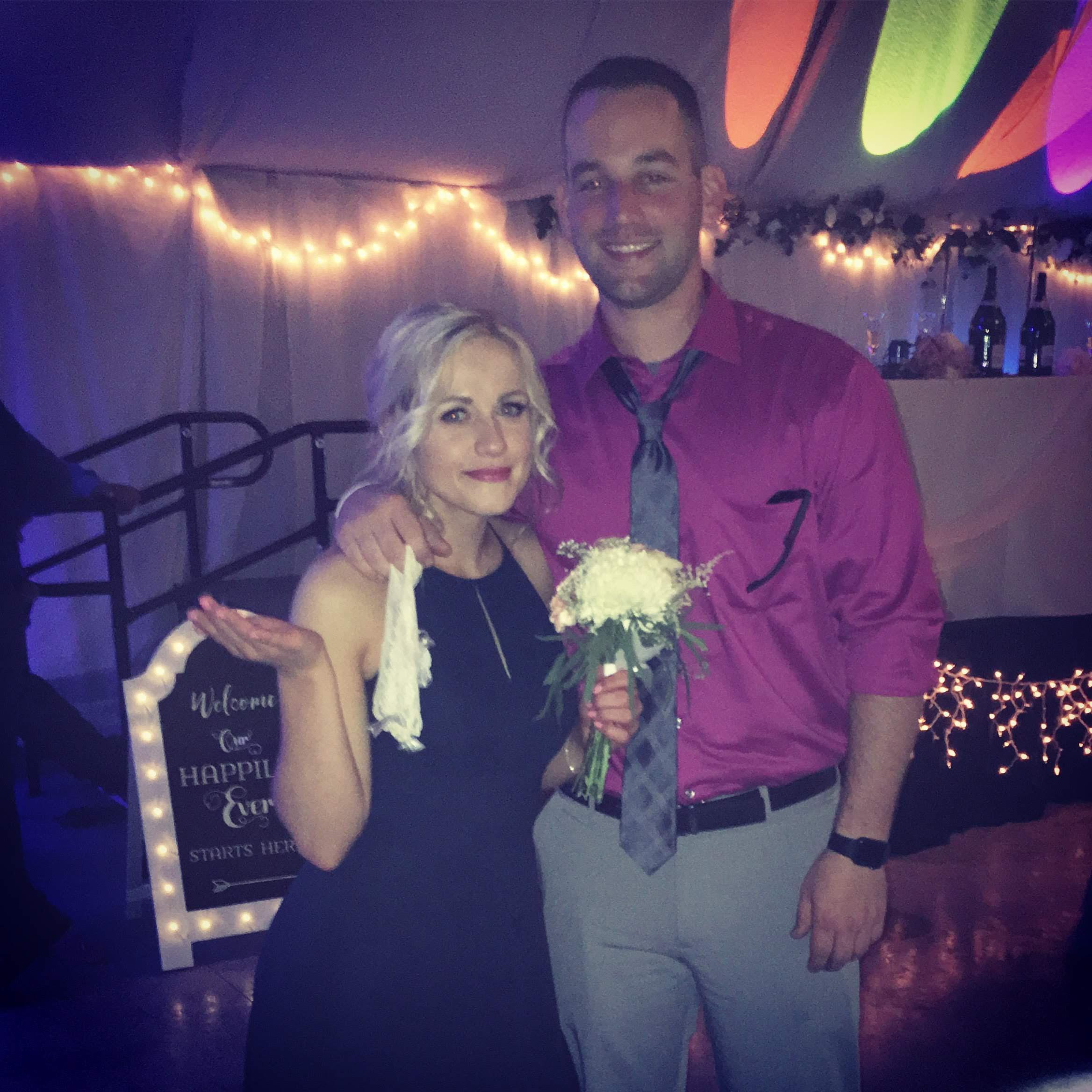Jessica's wedding when Haleigh caught the bouquet and Zac caught the garter. Three months prior to getting engaged. 5/19/18. @ Pontiac, IL.