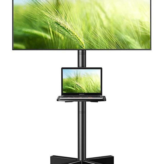 PERLESMITH Mobile TV Stand for 23-60 Inch LCD LED Flat/Curved Panel Screen TVs, Tilt TV Cart Max VESA 400x400 Portable TV Stand with Laptop Shelf Rolling Floor TV Stand Holds up to 88Lbs (PSTVMC06)