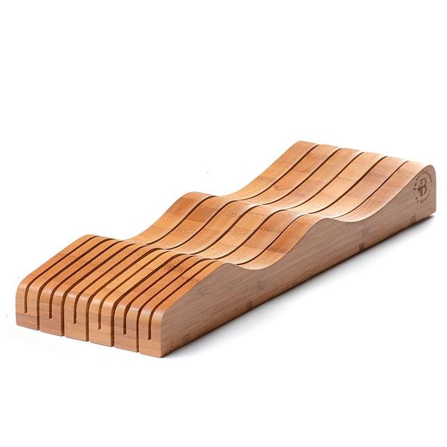 Bamboo knife block kitchen knife holder, wooden open knife block without knives in drawer knife organizer cutlery block – 100% Natural Bamboo
