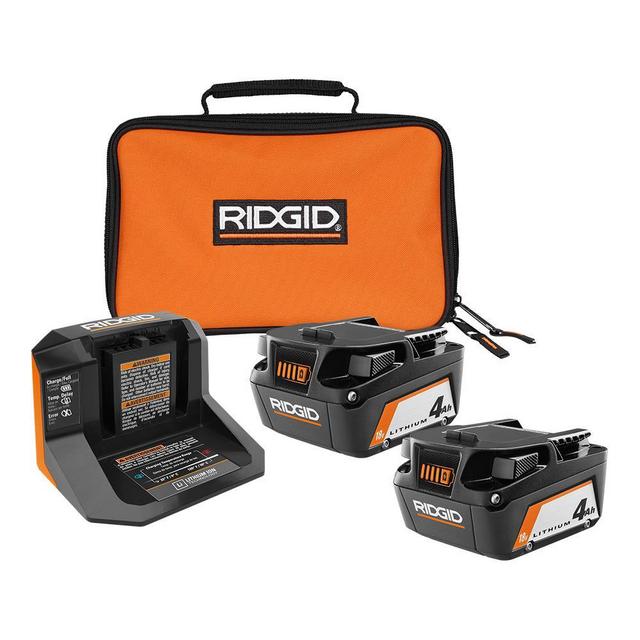 18-Volt Lithium-Ion (2) 4.0 Ah Battery Starter Kit with Charger and Bag
