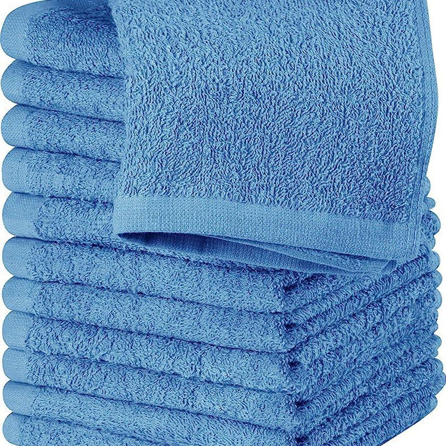 Utopia Towels Cotton Washcloths Set - 100% Ring Spun Cotton, Premium Quality Flannel Face Cloths, Highly Absorbent and Soft Feel Fingertip Towels (12 Pack, Electric Blue)