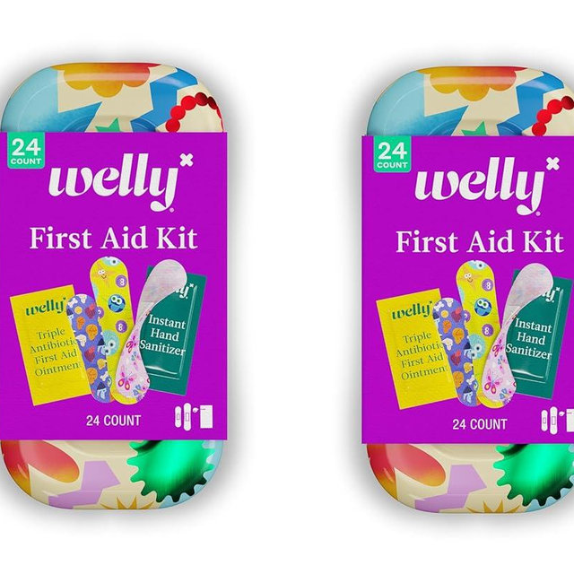 Welly Quick Fix, On The Go First Aid Kit, Assorted Bandages, Ointments, and Hand Sanitizer, Three Color Bandages - 2 Pack