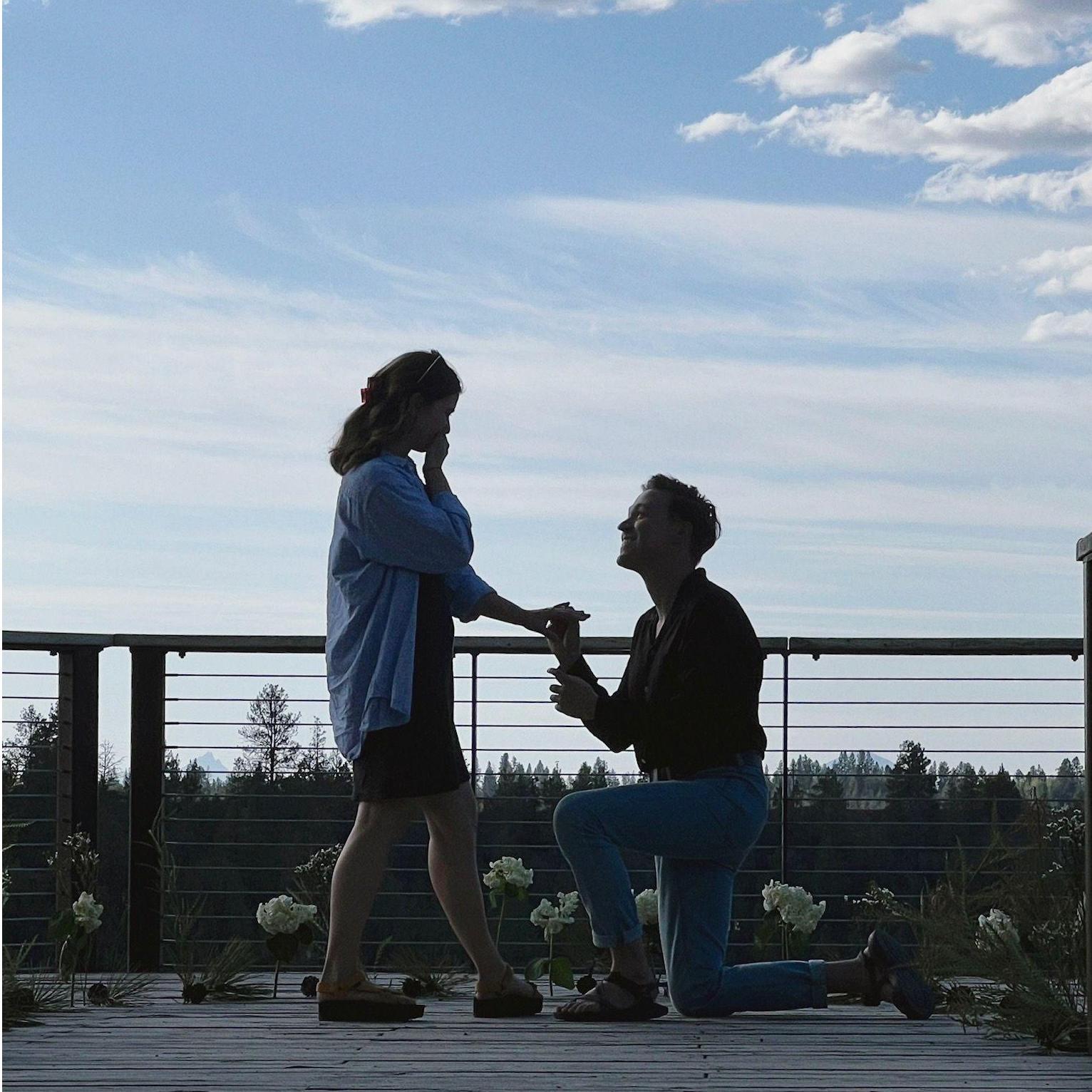 David popping the question at Riley Ranch Nature Reserve in Bend on May 28, 2023.