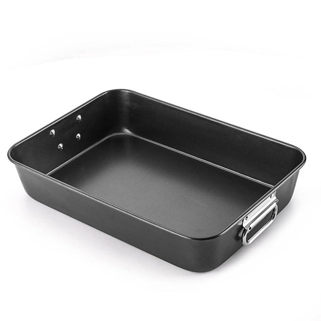 HONGBAKE Nonstick Lasagna Pan 3 Inch Deep, 9x13 Baking Pan, Rectangular Sheet Cake Pan, Roasting Pan for Oven with Stainless Steel Handles, Dishwarsher Safe, Dark Grey
