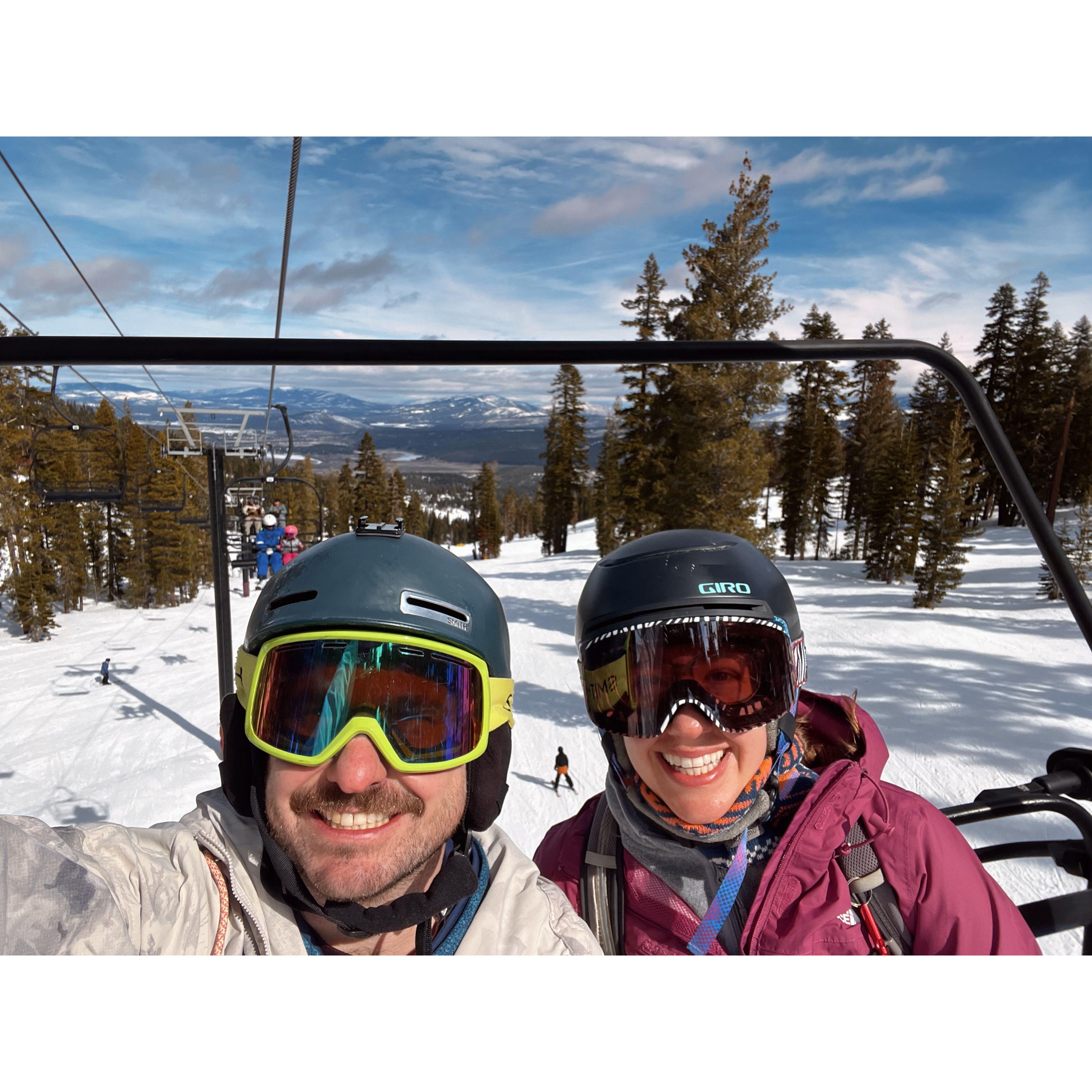 On the Promised Land Express lift at Northstar. February 2025.