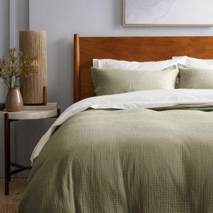 Organic Airy Gauze Duvet Cover Set in Olive (King)