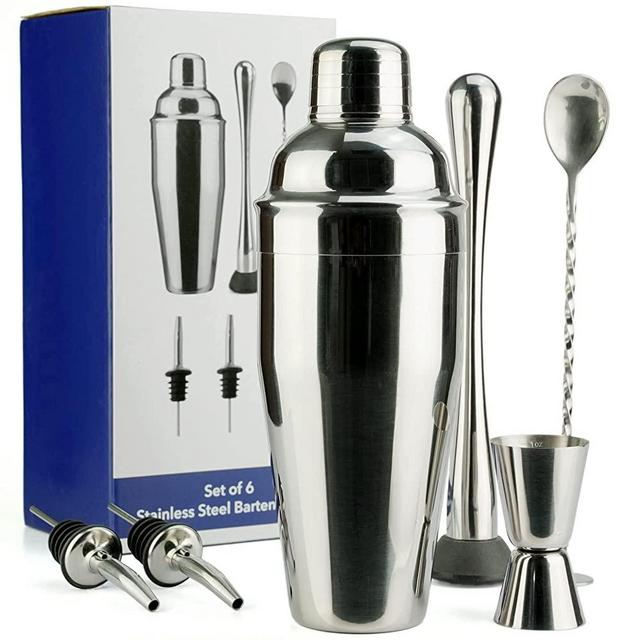 ARORA Barware Set - 6pc - Stainless Steel - Professional Bar Tools for Drink Mixing, Home, Bar, Party