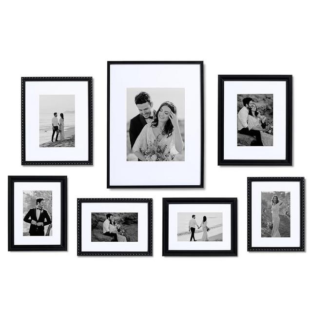 Camden Reed 7 Piece Gallery Wall Frame Set, (1) 12x16 Inch, (2) 8x10 Inch, and (4) 6x8 Inch, Black