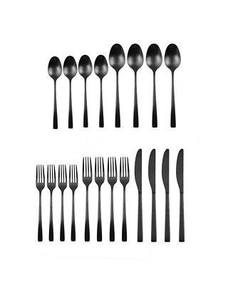 Spark Black Satin 20-Piece Flatware Set, Service for 4