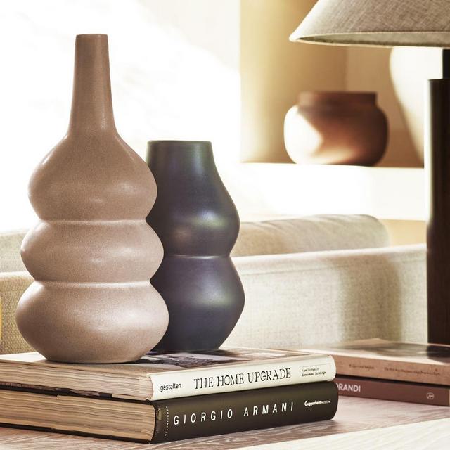 Crackle Glaze Vase, Gray, Short and Tall Totem, Set of 2