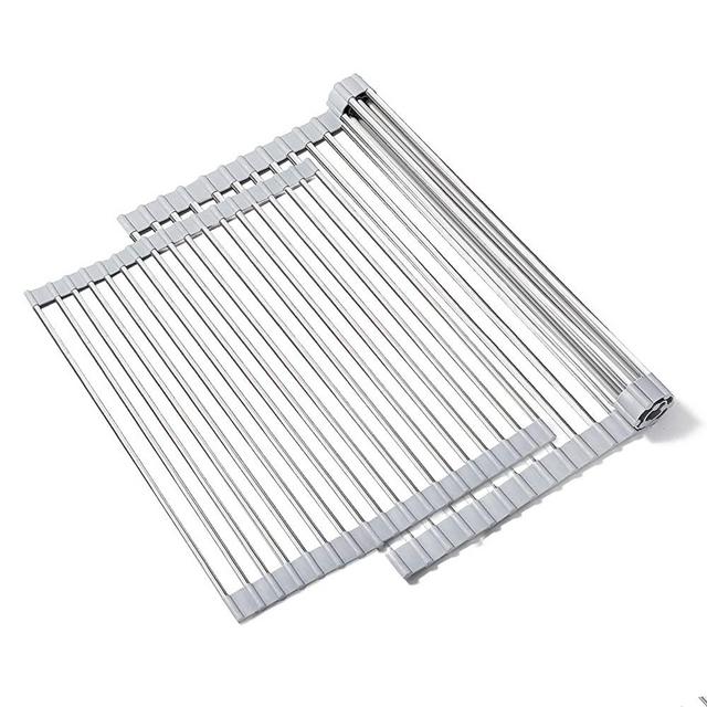 pozzolanas Dish Drying Rack, 2 Pack Roll up Dish Rack Multipurpose Large Rustproof Silicone Roll up Dish Drainers for Kitchen(20.5x16.1inch)(17.7x12.9 inch)