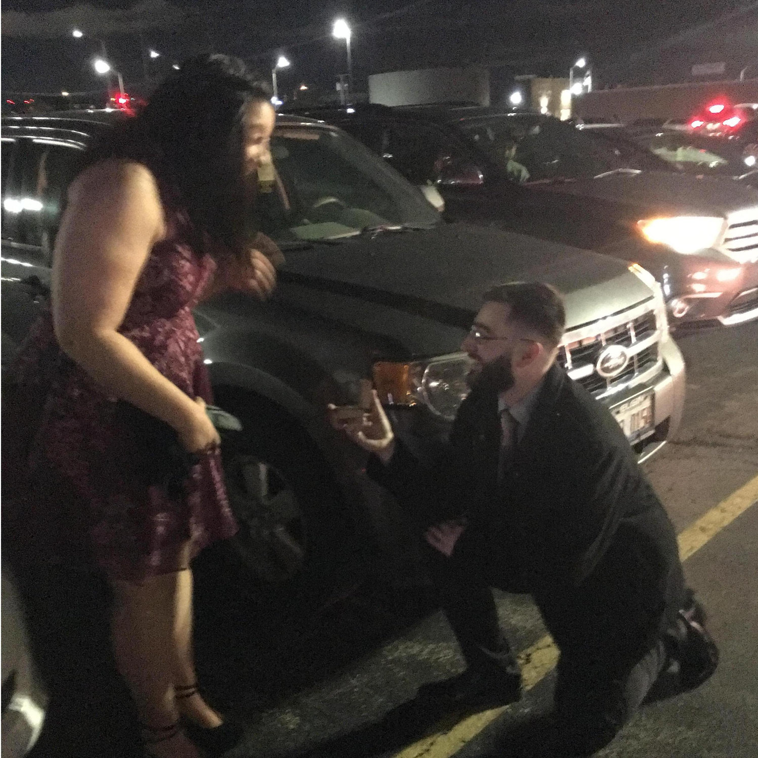 I was trying to get in the car the whole time because it was cold! It wasn't until he got down on one knee and asked me to be his Khaleesi (#nerdlove) that I realized what was happening!