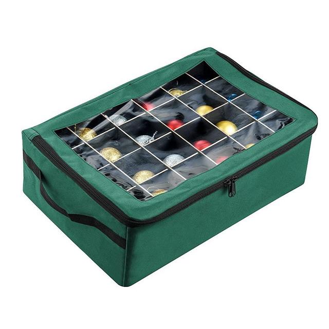 Tiny Tim Totes 83-DT5575 Premium | 48 Christmas Ornament Organizer Storage Box | Green, Case