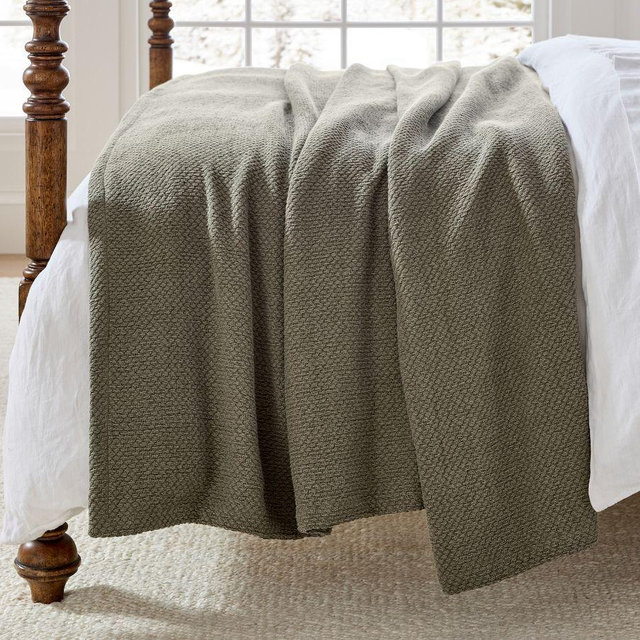 Soft Washed Basketweave Blanket, Full/Queen, Loden