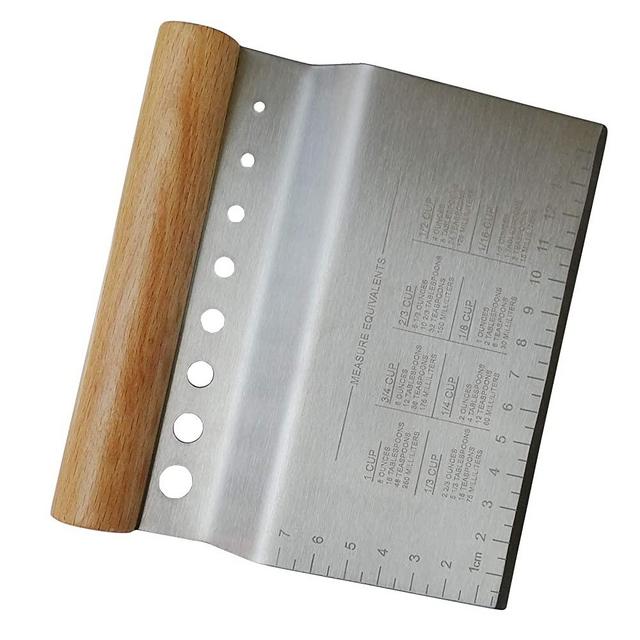 Dough Bench Scraper/Cutter/Chopper Stainless Steel with Herb Stripper,Multipurpose Kitchen Tool - Cake, Pizza Cutter,Leaf Remover - 1 Pack