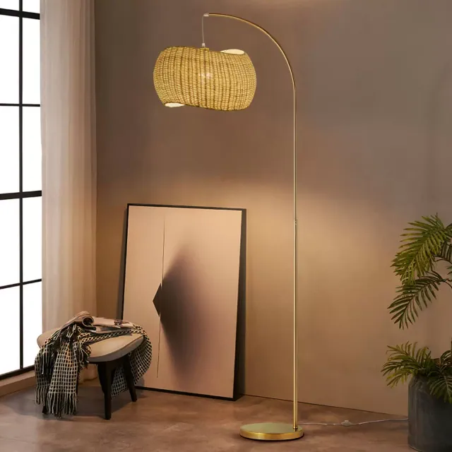 Brightech Wave Mid-Century Arc Floor Lamp Antiqued Brass