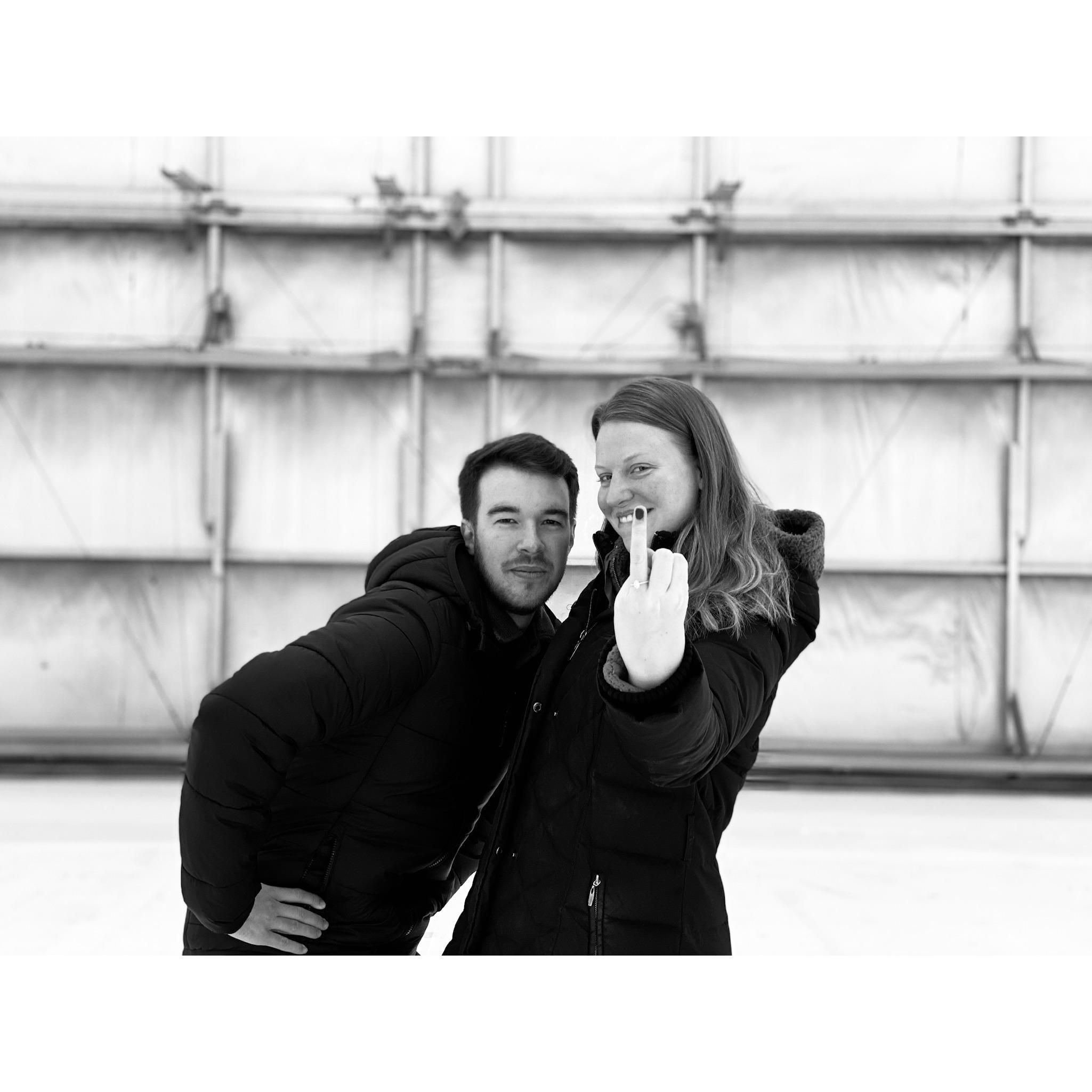 Moments after Jesse proposed!