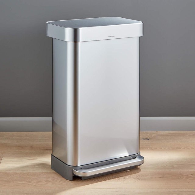 Simplehuman 45 Liter Rectangular Kitchen Trash Can with Liner Pocket, Stainless Steel