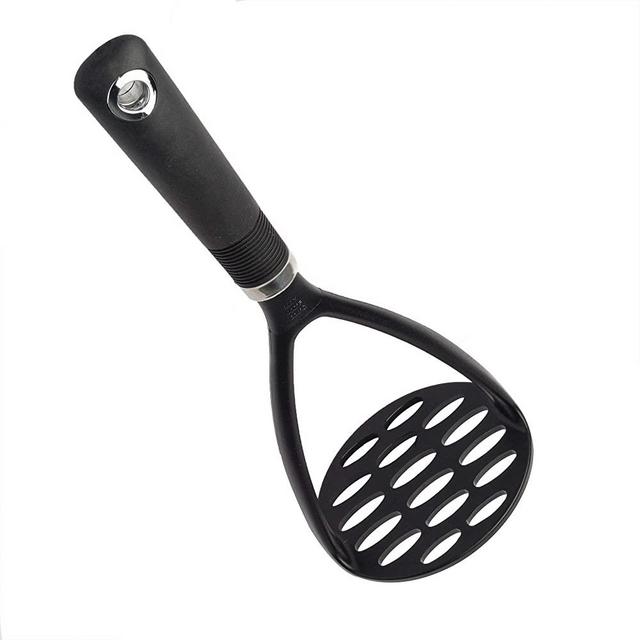 Cooking Light Potato Masher Sturdy and Heat Resistant, Safe for Non-Stick Cookware, Soft Grip Nylon Gadget, Black