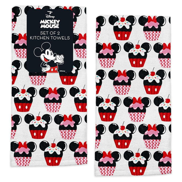 Disney Kitchen Towels – 2-Pack 100% Cotton Kitchen Towels Set – 16" x 26" Soft & Absorbent Dish Towels for Kitchen – Mickey, Minnie & Stitch Designs – Durable, Machine Washable, Everyday Use