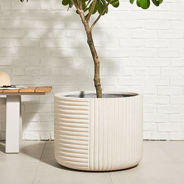 West Elm Cecilia Fiberstone Planters, Large, White, 22"