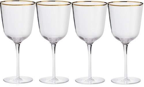 Martha Stewart Collection Clear Optic Wine Glasses with Gold-Tone Rims, Set of 4