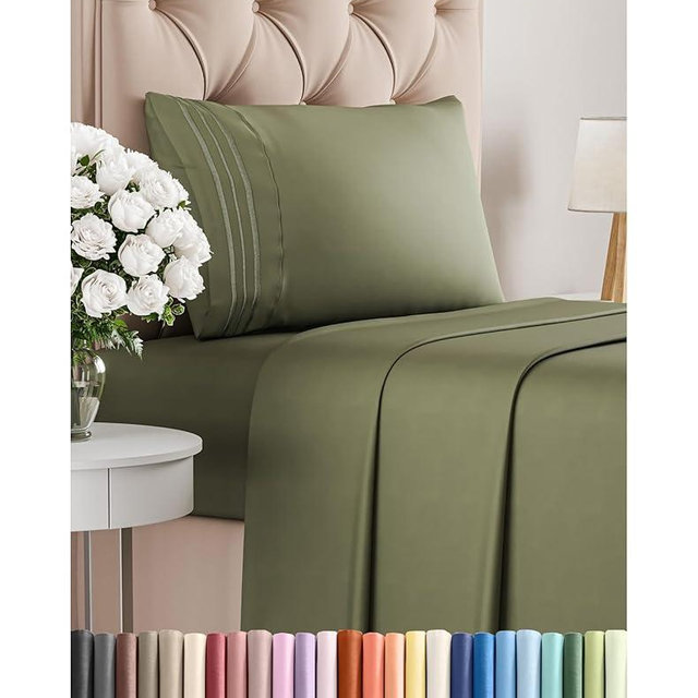 Twin XL Size 3 Piece Sheet Set - Comfy Breathable & Cooling Bed Sheets Set - Hotel Luxury Bedding for Women, Men, Kids, Teens, Boys & Girls - Deep Pockets, Soft, Wrinkle Free - Oeko-Tex - Sage Green