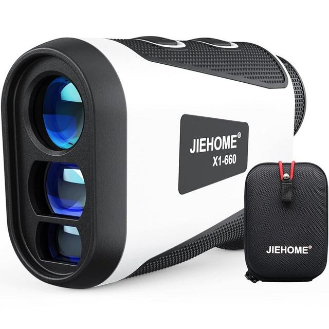 JIEHOME X1 Golf Rangefinder with Slope, Flagpole Lock and Vibration, 660/1100YDS Laser Rangefinder for Golfing & Hunting, Rechargeable Laser Range Finder Distance Measuring with High-Precision