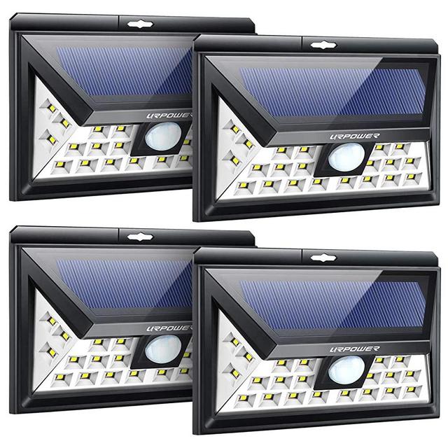 URPOWER Solar Lights Outdoor, Upgraded 3 Modes Wide Angle Solar Lights Wireless Solar Motion Sensor Light Outdoor Waterproof Solar Security Light for Garden, Patio, Garage, Yard (4 Pack-Cool White)