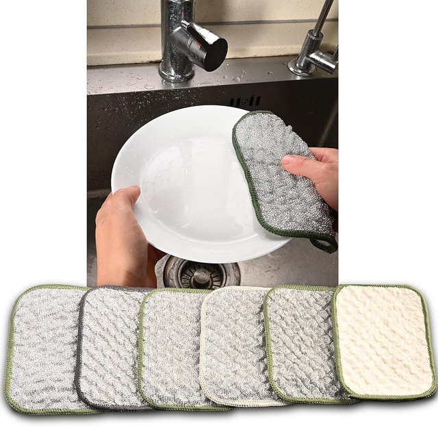 FELXIESS 2026 New Double Side Non Scratch Wire Dishcloths,Multipurpose Wire Dishwashing Rags for Wet and Dry, Reusable Metal Dish Cloth,Wire Miracle Cleaning Cloths for Kitchen（6Pcs）