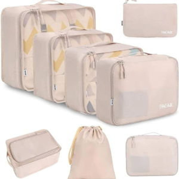 BAGAIL 8 Set Packing Cubes Luggage Packing Organizers for Travel Accessories-Blush Pink