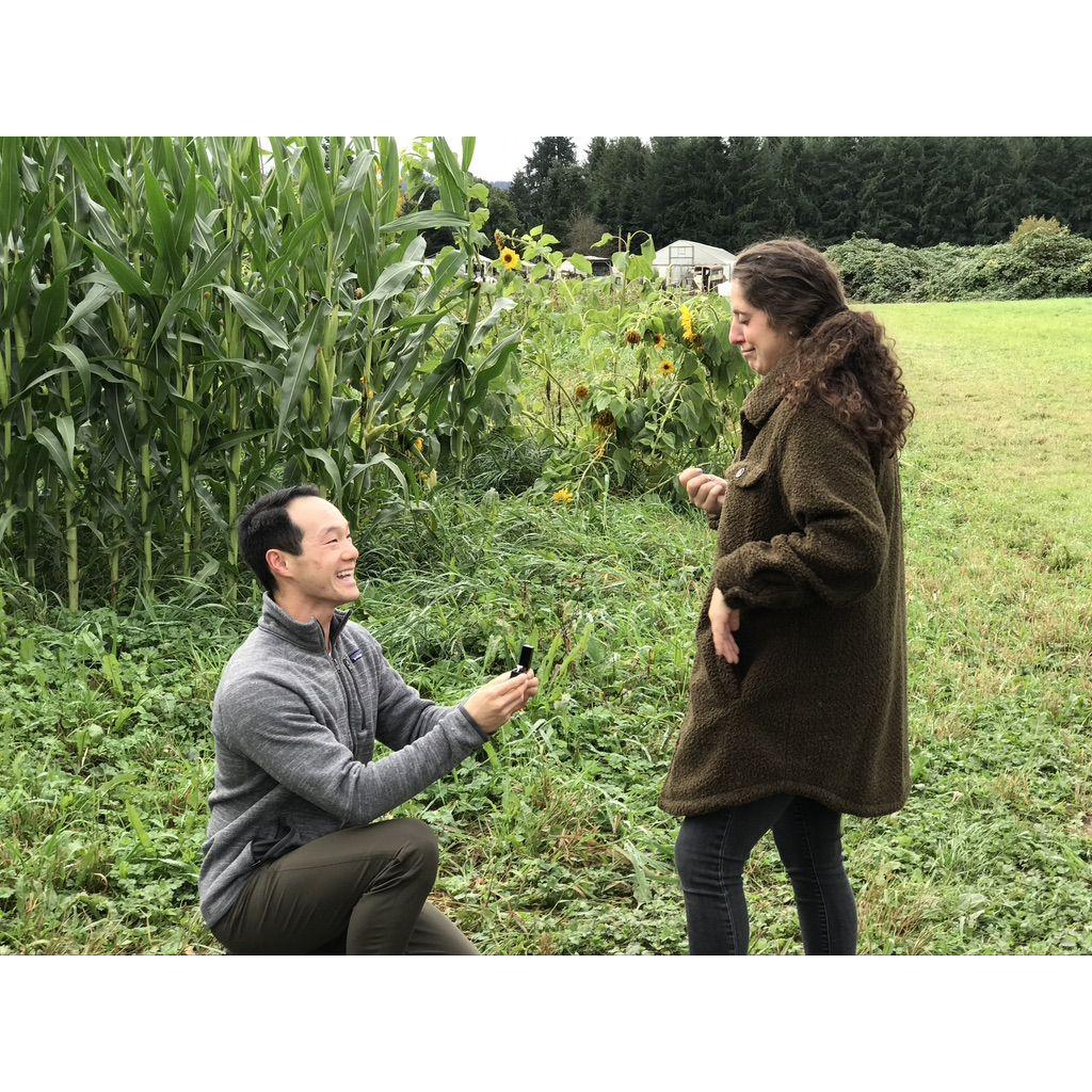 Alvin proposing to a very "surprised" Ahbra at Steel Wheel Farm.