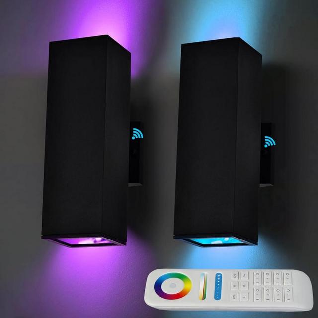 iYogaled Up and Down Lights Outdoor Wall Lights, RGB LED Dusk to Dawn Outdoor Lighting, IP56 Black Aluminum Anti Rust Waterproof Outdoor Light Fixtures Wall Mount for House Front Door Porch Patio