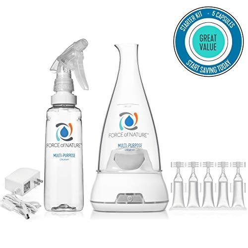 Force of Nature Natural All-Purpose Cleaner & Deodorizer | Non-Toxic Multi-Surface Spray for Kitchens, Bathrooms, Glass, Rugs and More | Starter Kit (5 Activator Capsules Included)