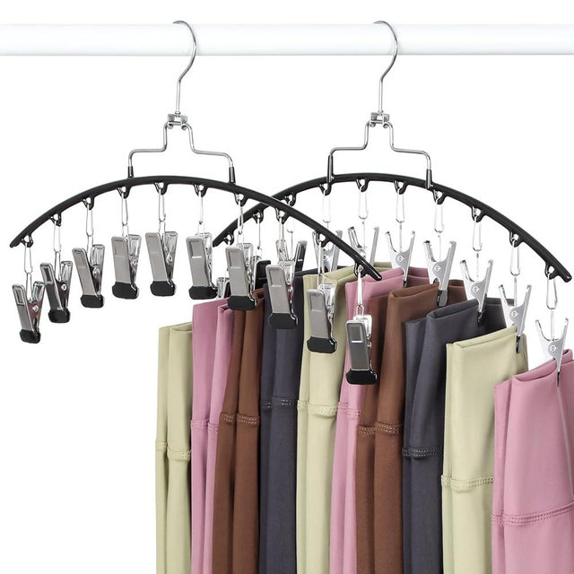 TOPIA HANGER 2 Pack Leggings Hanger for Closet, 20 Clips 360° Swivel Hook Legging Organizer Space Saving for Leggings Shorts Pants Skirt Jeans Bra Tank top Underwear for Closet CT80B