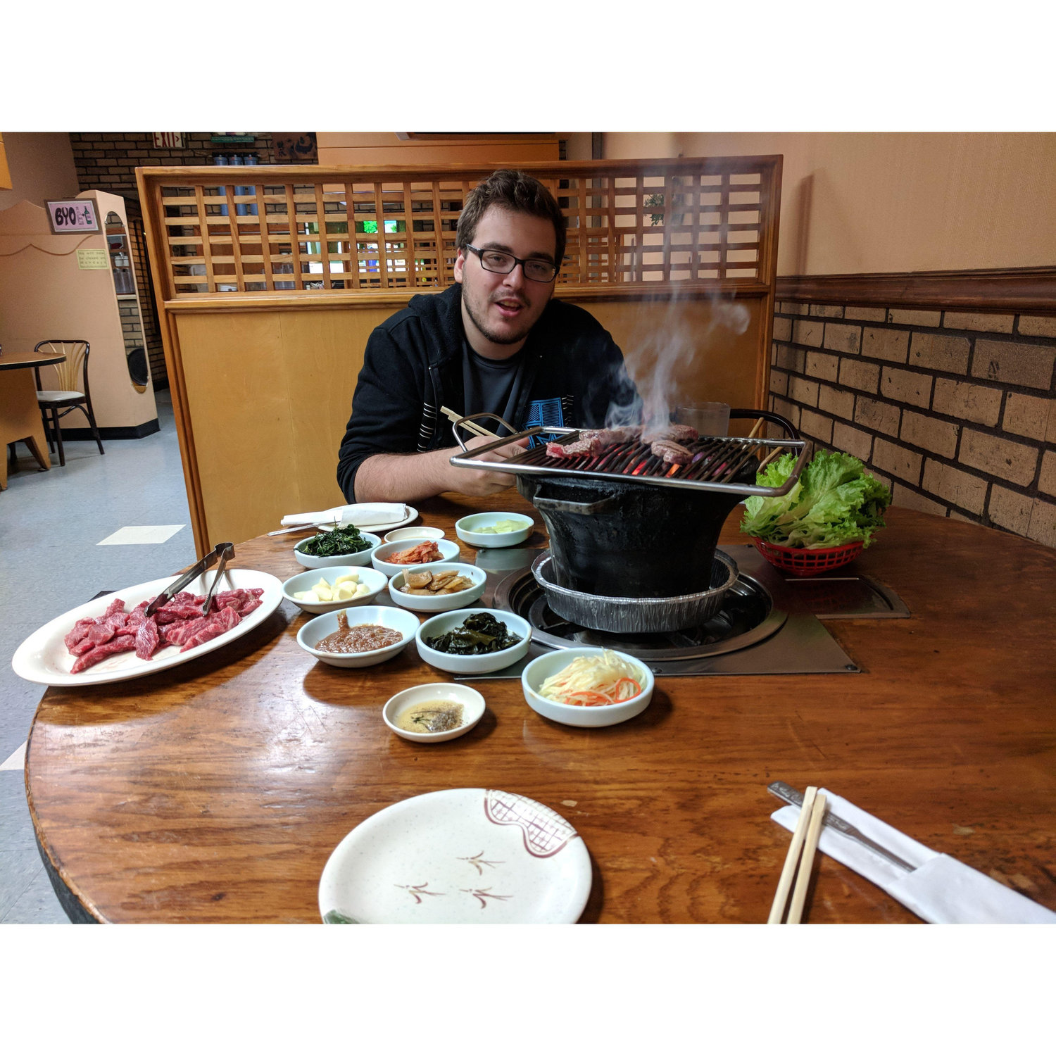 This is a KBBQ where the woman working force fed Jon by hand because he said he didn't know what he was supposed to do. It was worth it the food was great