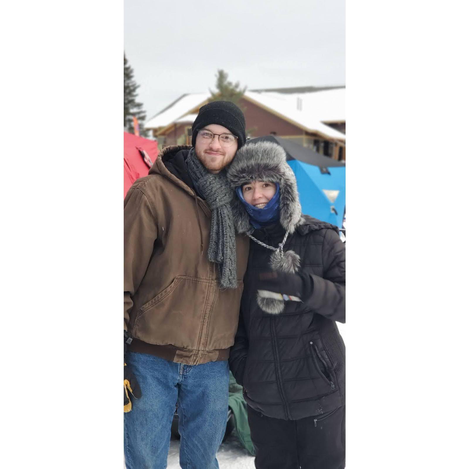 Rooting on Sophie (Tabitha's sister) at her ski race